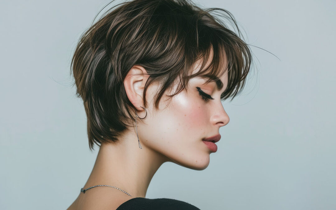 Portrait of a beautiful girl with a short haircut
