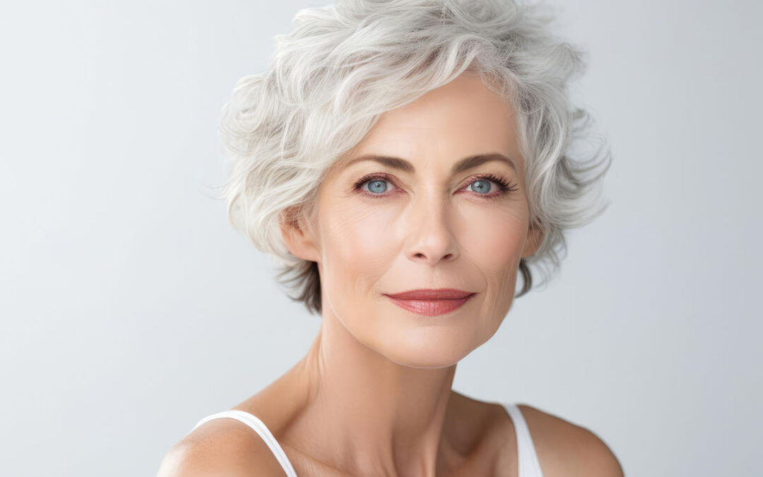 Beautiful s mid aged mature woman looking at camera isolated o