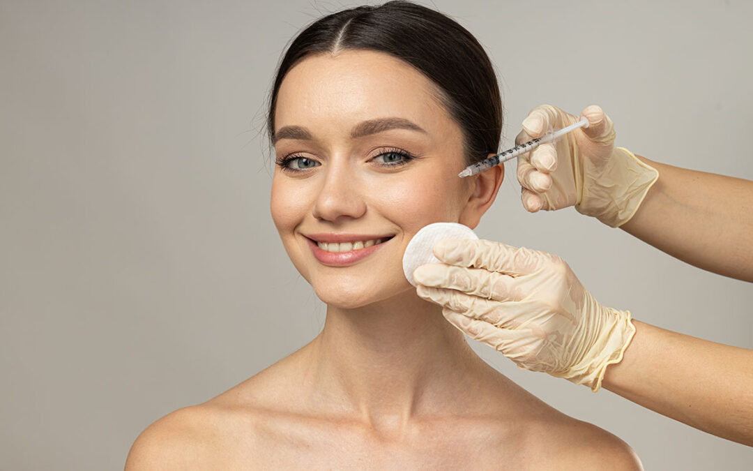 Concept of beauty and botox with young woman